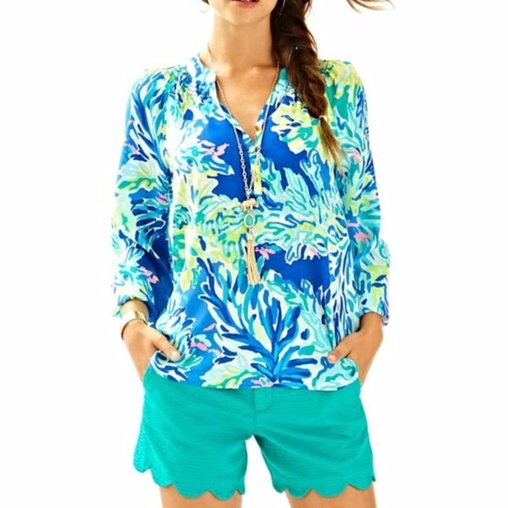 Lilly Pulitzer Elsa Silk Blouse Size L